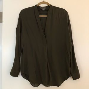 Moss green long sleeved Vince blouse